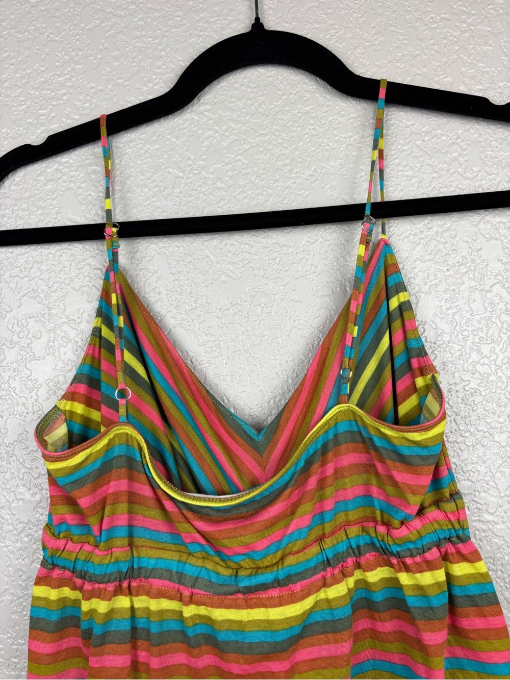 Free People Y2K Rainbow Stripe Babydoll Cami Top Women Large Cotton Summer Boho - Picture 8 of 11